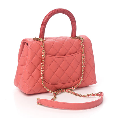 Chanel Caviar Lizard Embossed Quilted Mini Coco Handle Flap Pink 2 of 9