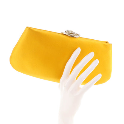 Chanel Satin Crystal Camellia Evening Frame Clutch Yellow 2 of 7