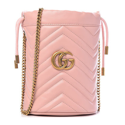 Gucci Calfskin Matelasse Mini GG Marmont 2.0 Bucket Bag Perfect Pink 1 of 9