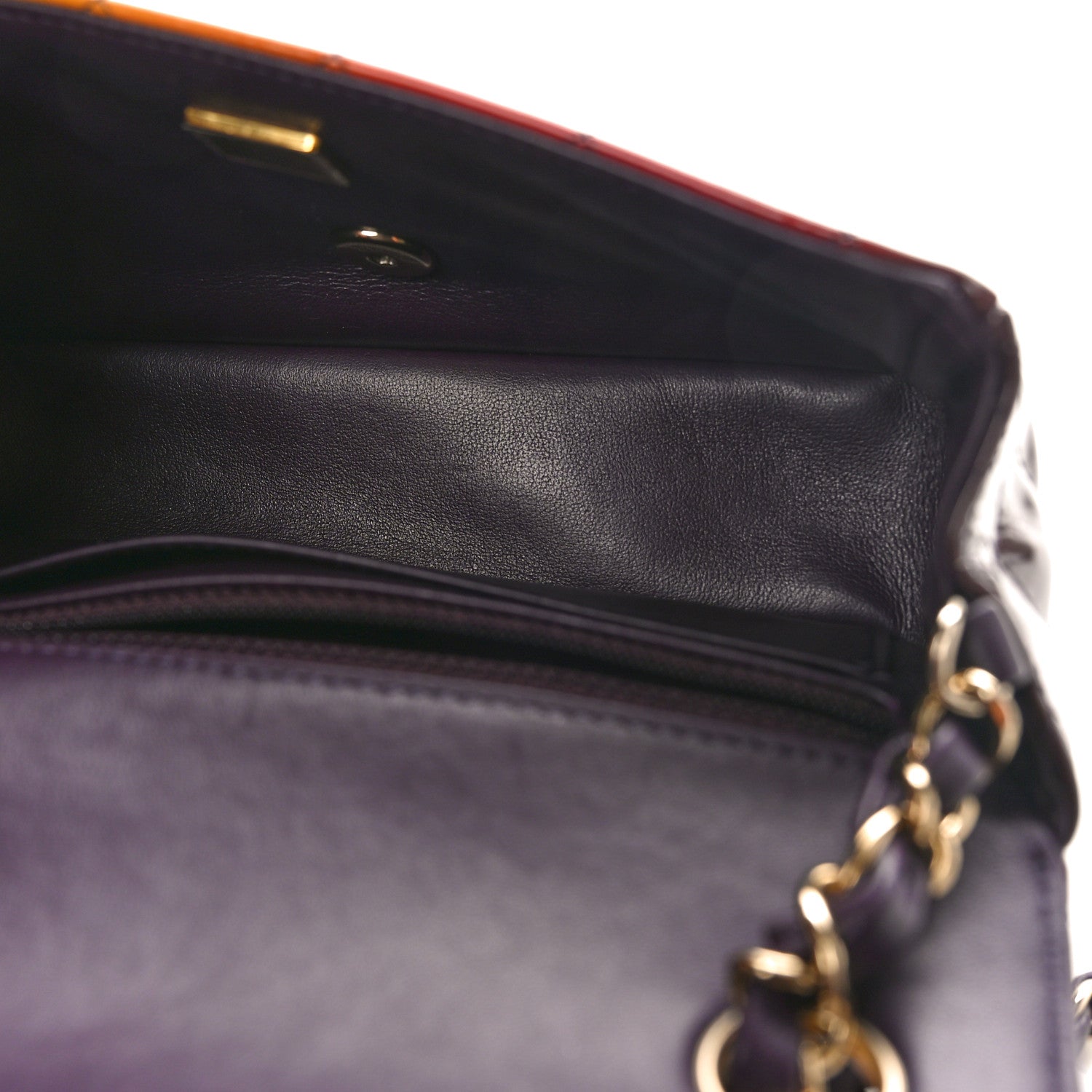 Chanel Shaded Patent Calfskin Quilted Mini Rectangular Flap Red Yellow Dark Purple 5 of 9