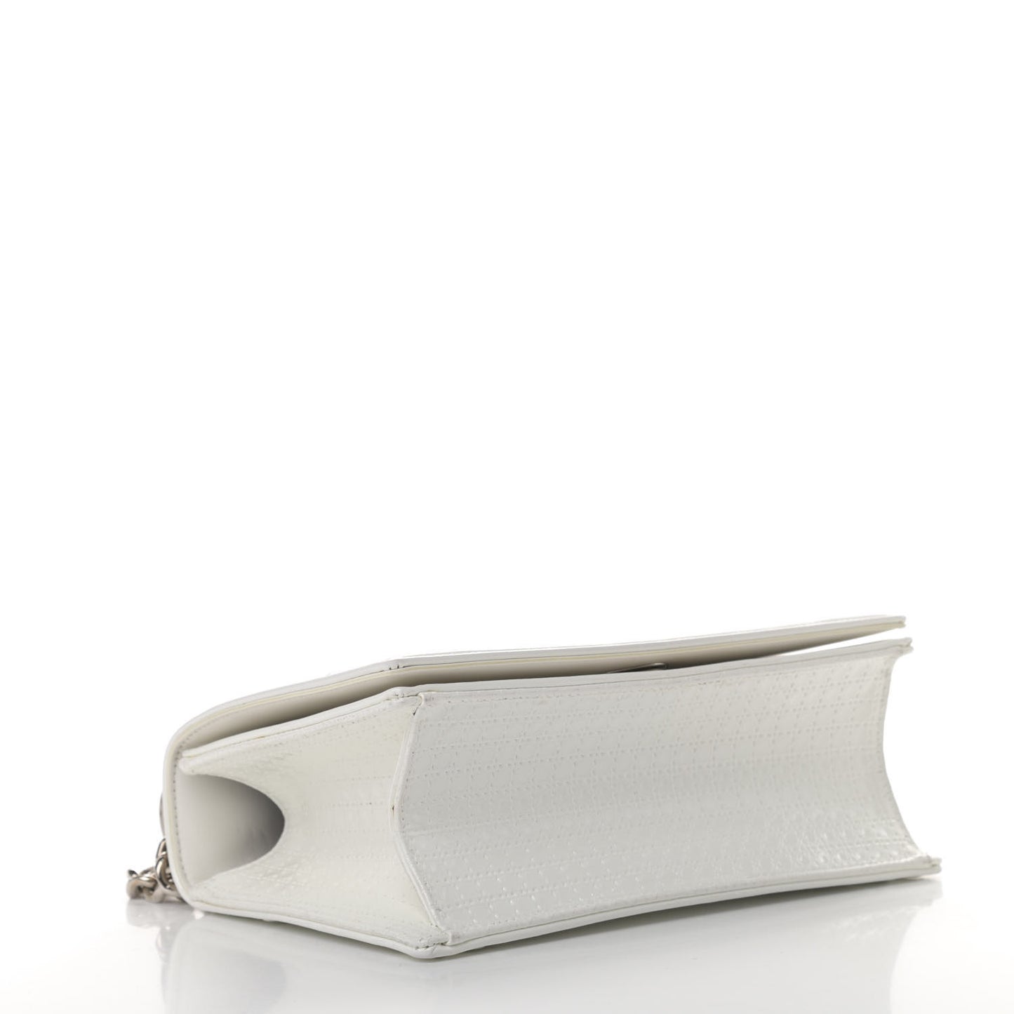 Patent Micro-Cannage Small Diorama Flap Bag White