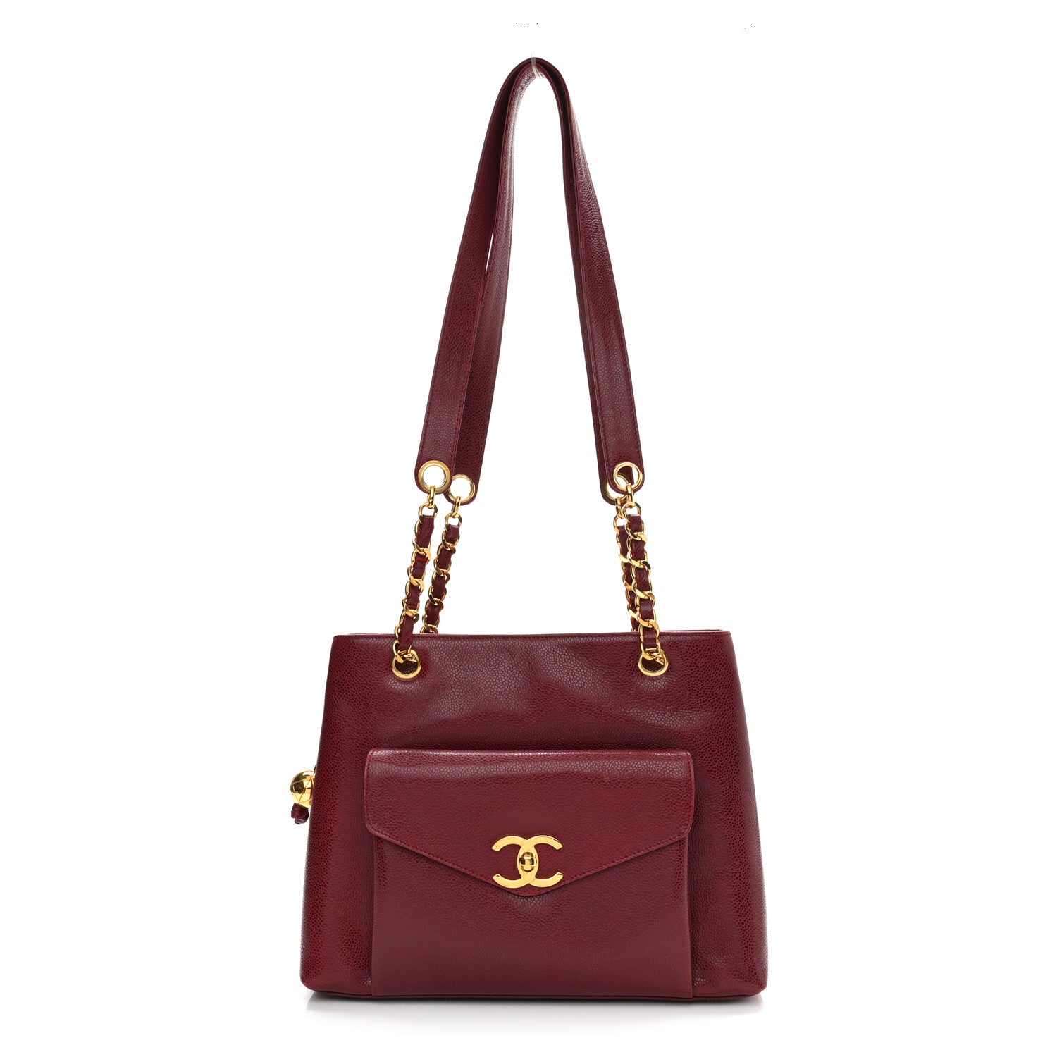 Chanel Caviar CC Shopper Tote Red 1 of 14