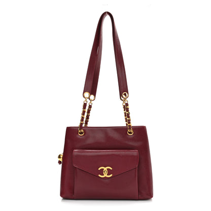 Chanel Caviar CC Shopper Tote Red 1 of 14