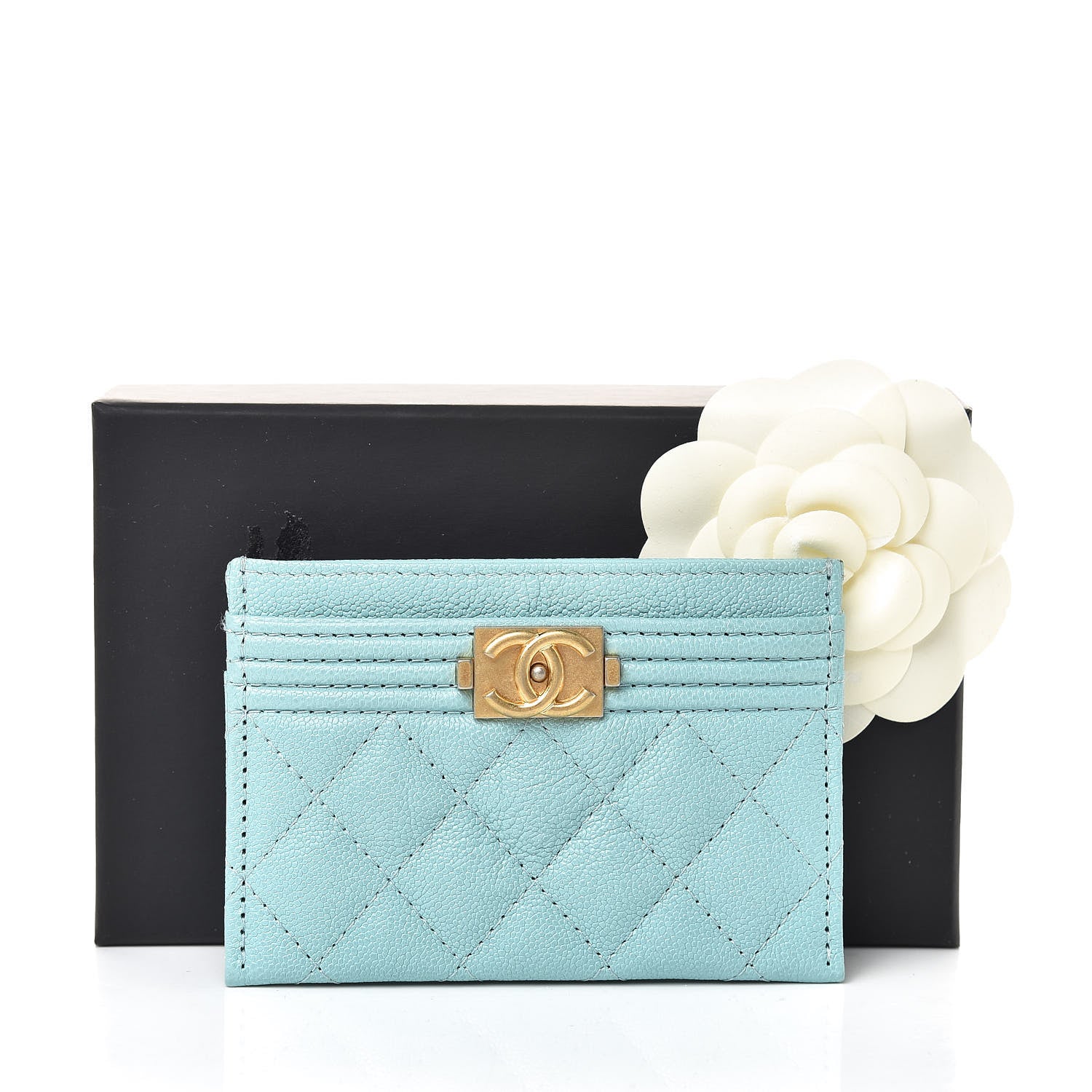Chanel Caviar Quilted Boy Card Holder Light Blue 9 of 9