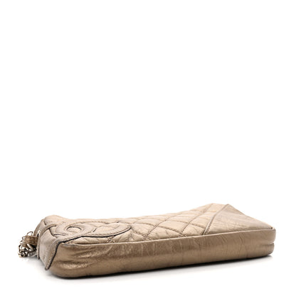 Chanel Metallic Aged Calfskin Quilted Cotton Club Pochette Bronze 4 of 15