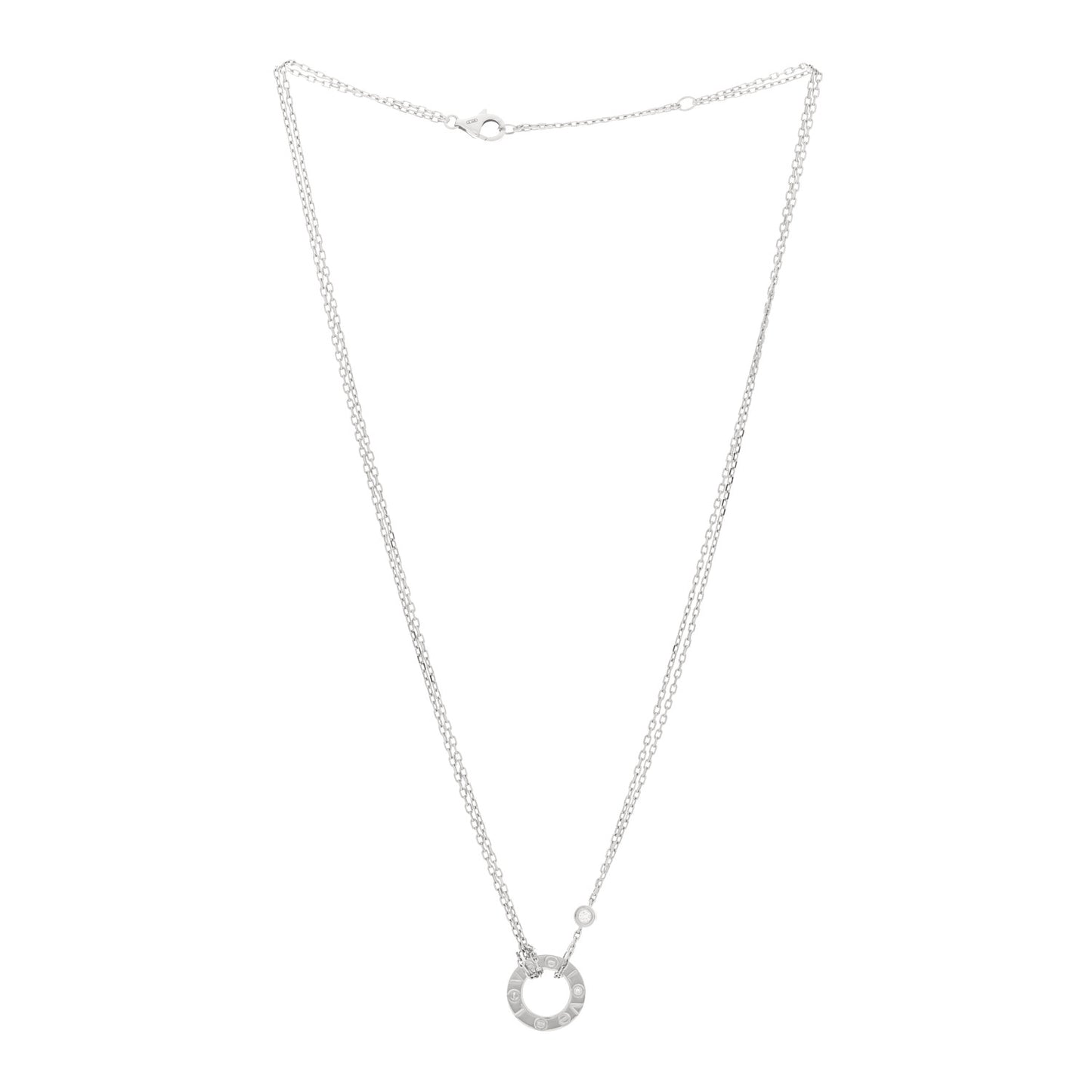 18K White Gold 2 Diamond LOVE Necklace