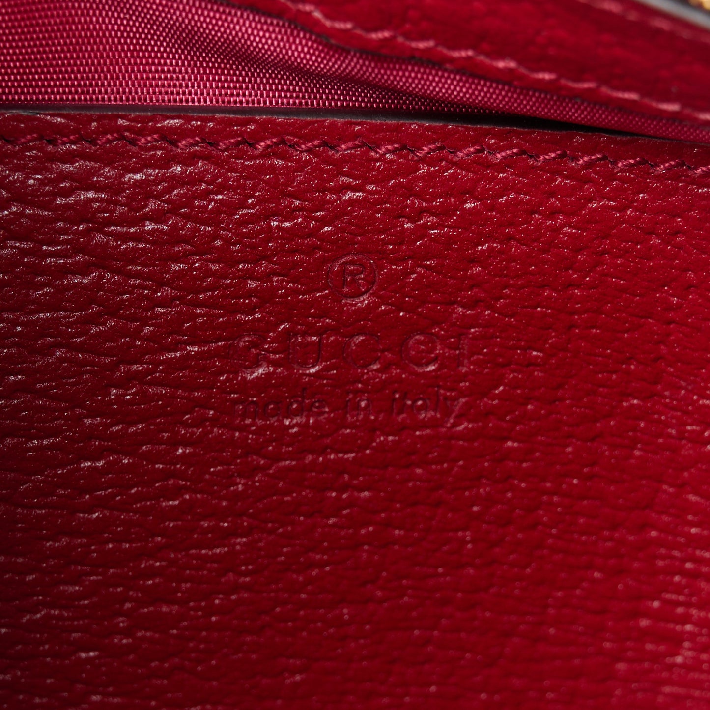 Sequin Textured Dollar Calfskin Strawberry Small Ophidia GG Handbag Red