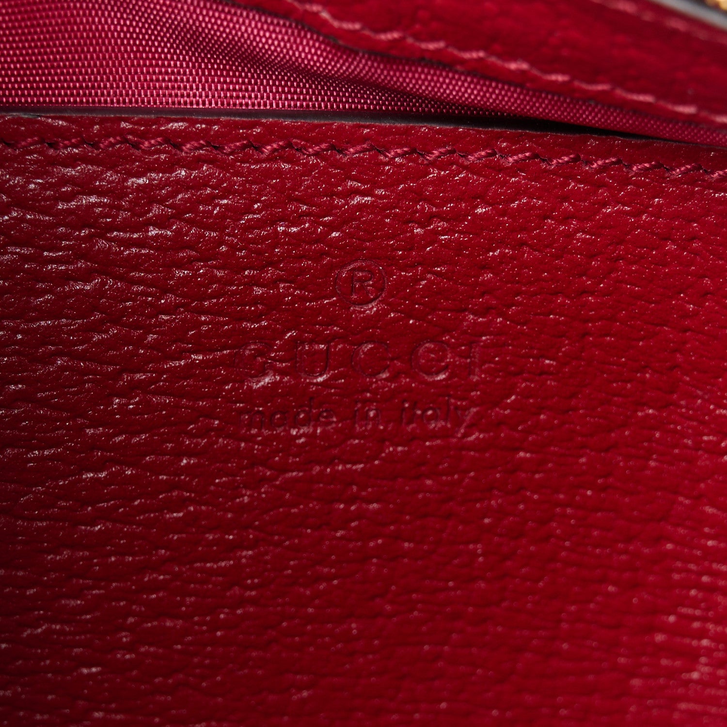 Gucci Sequin Textured Dollar Calfskin Strawberry Small Ophidia GG Handbag Red 6 of 10