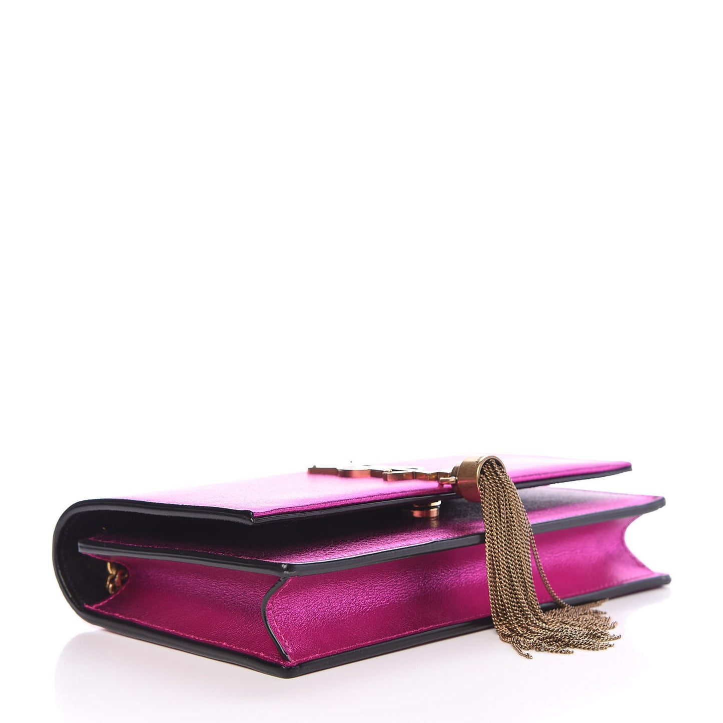 Metallic Calfskin Classic Monogram Kate Tassel Chain Walle Fuchsia