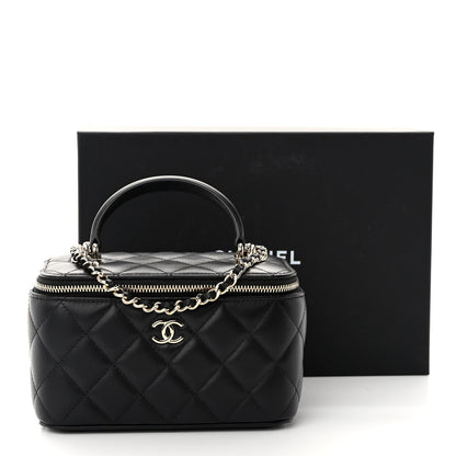Chanel Lambskin Quilted Small Top Handle Vanity Case With Chain Black 11 of 11