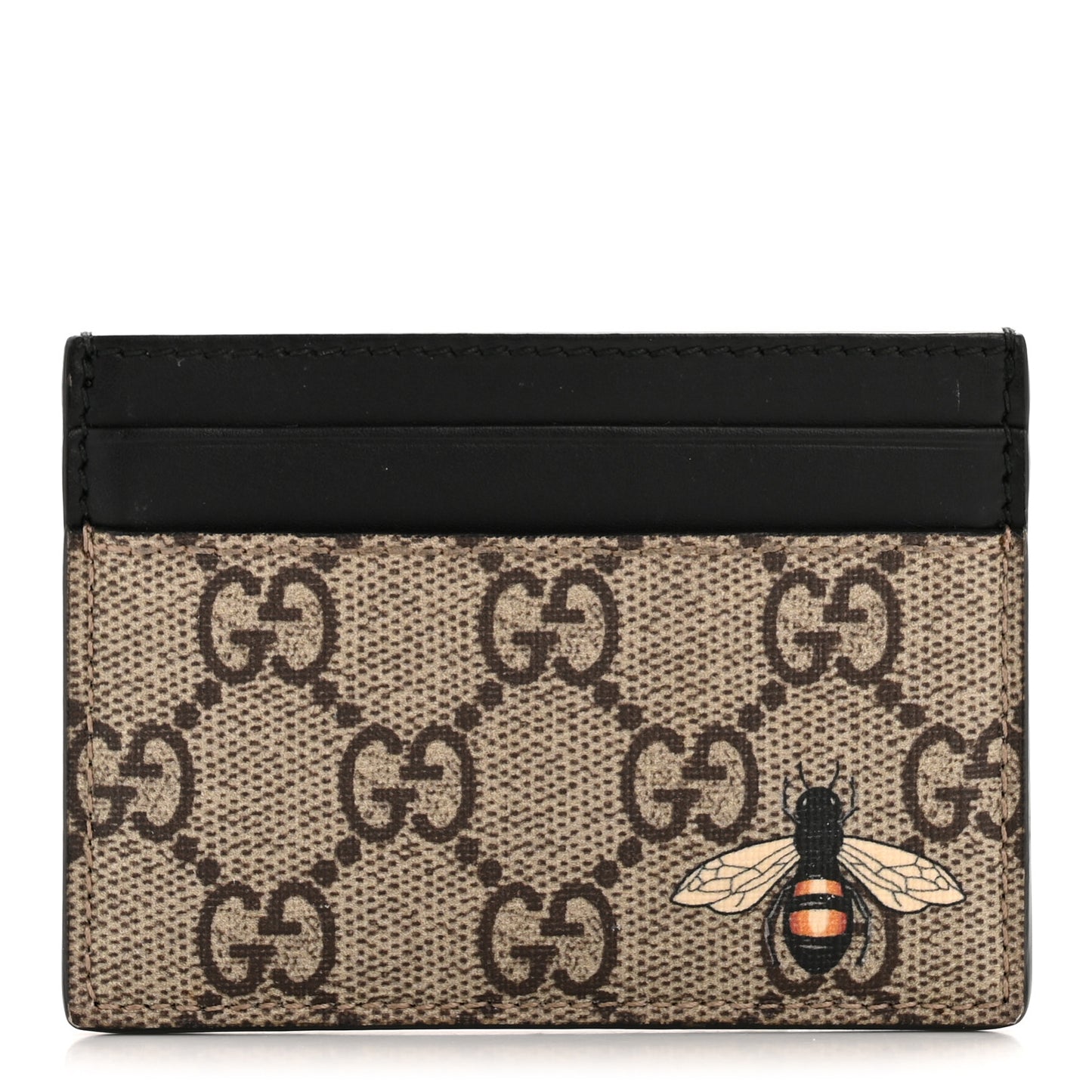 GG Supreme Monogram Bee Print Card Holder Black