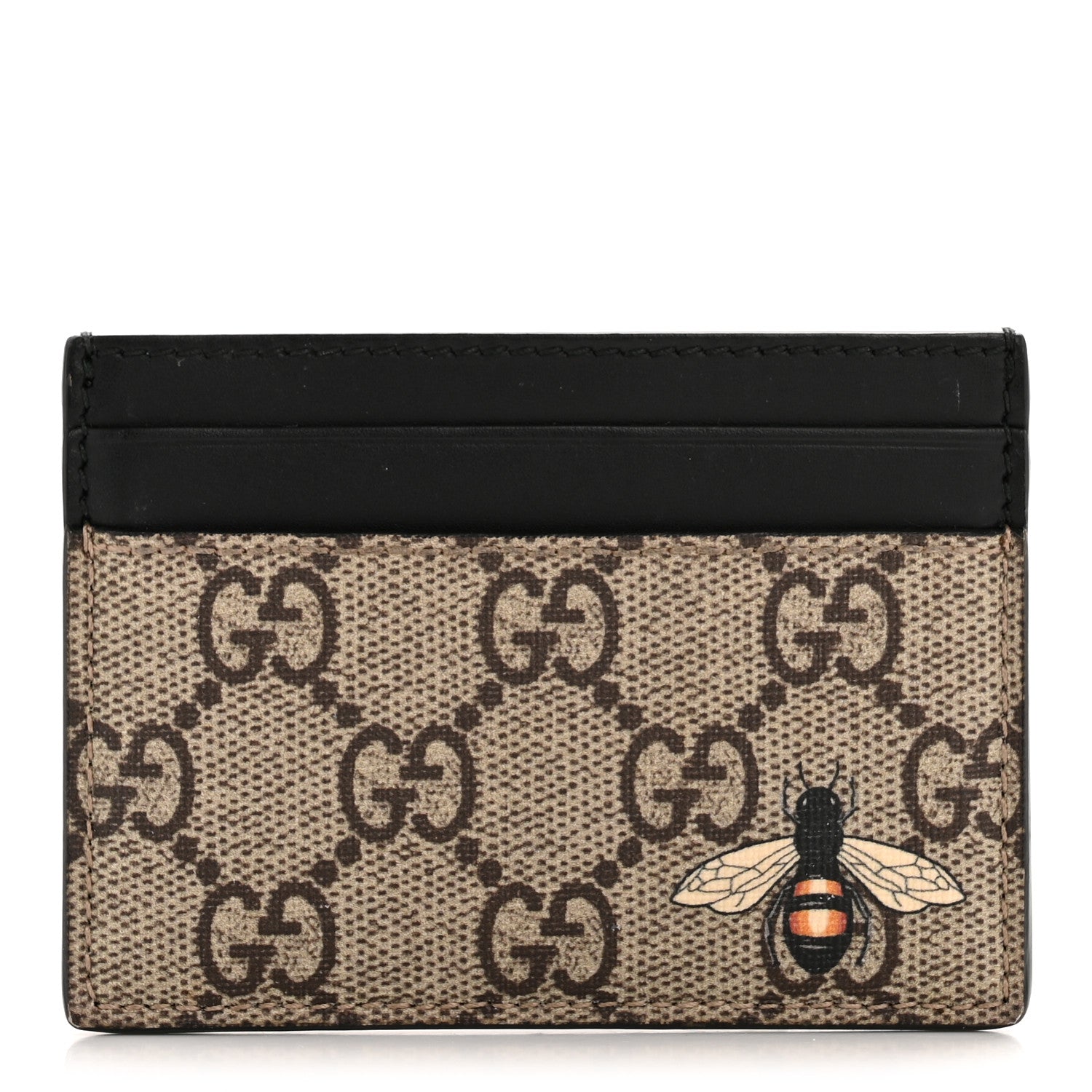 Gucci GG Supreme Monogram Bee Print Card Holder Black 1 of 8