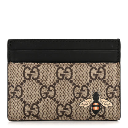 Gucci GG Supreme Monogram Bee Print Card Holder Black 1 of 8