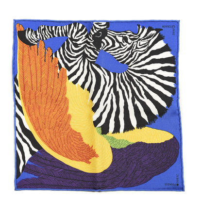 Hermes Silk Zebra Pegasus Nano Scarf 20 Bleu Vif Jaune White 1 of 3