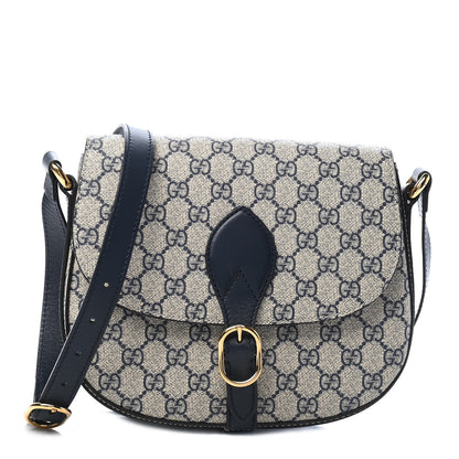 Gucci GG Supreme Monogram Small Messenger Shoulder Bag Beige Blue Navy 1 of 9