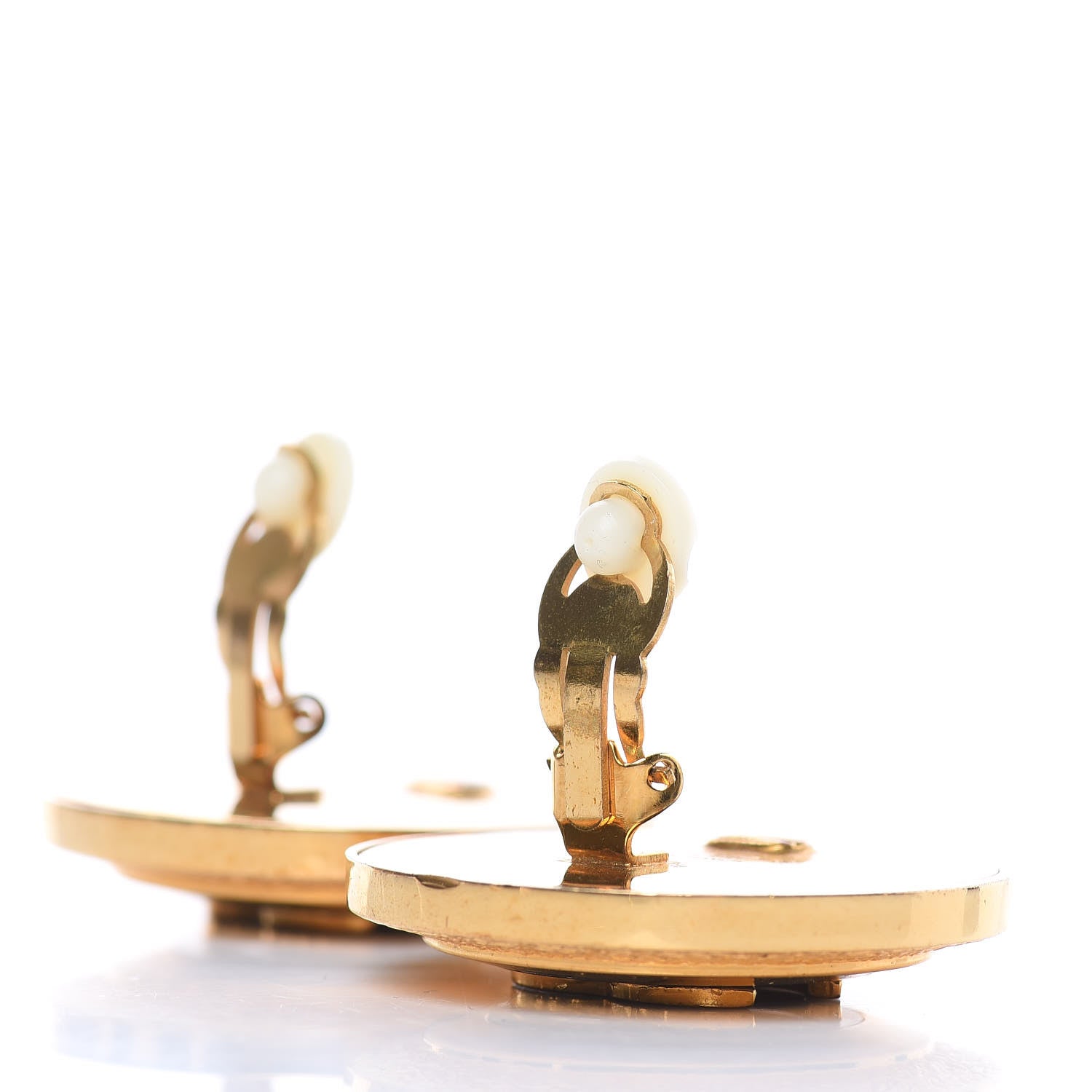 Chanel Enamel CC Clip On Earrings Black Gold 3 of 5