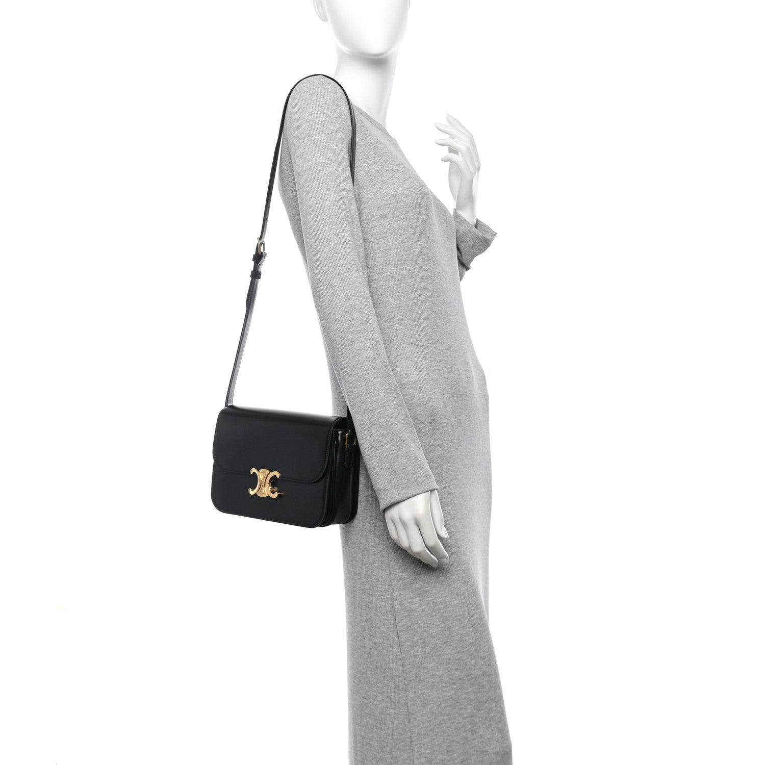 Celine Shiny Calfskin Medium Triomphe Black 2 of 10