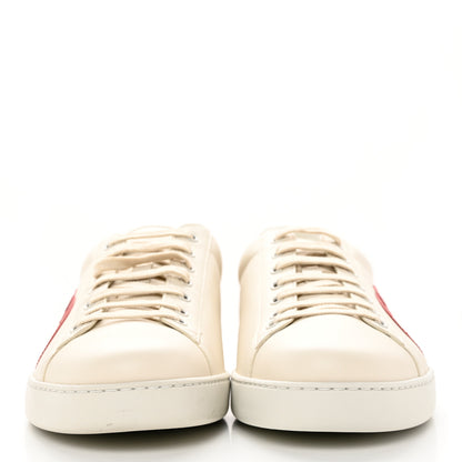 Gucci Calfskin Nubuck Interlocking G Mens New Ace Sneakers 13 Mystic White Hibiscus Red Bright Splash 2 of 19