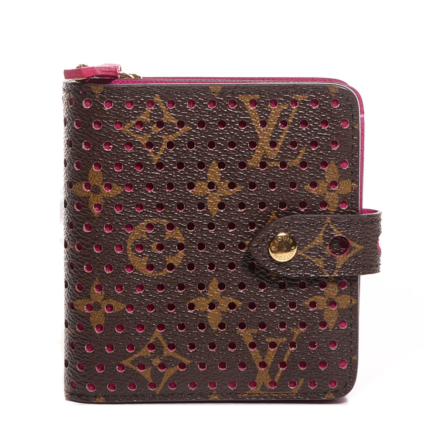 Monogram Perforated Compact Zipped Wallet Fuchsia