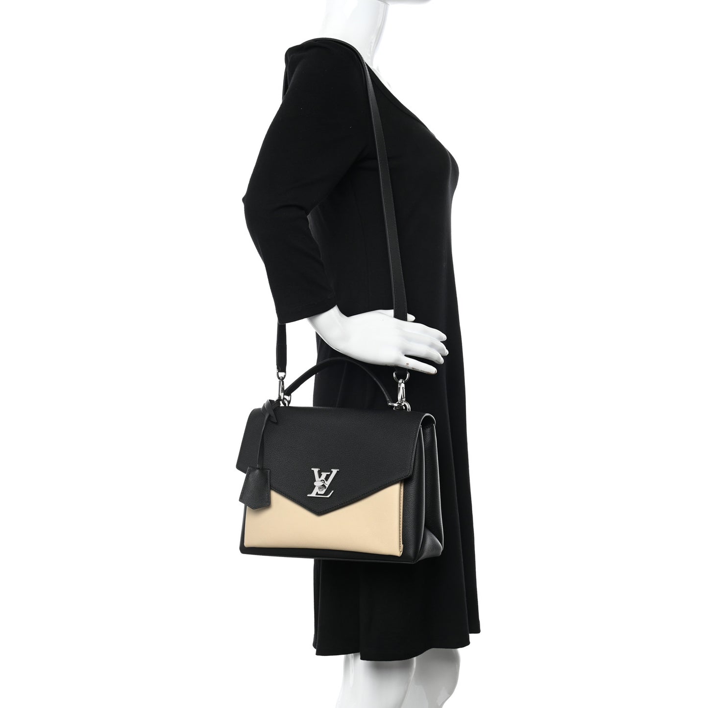 Soft Calfskin My Lockme Top Handle Vanille Black
