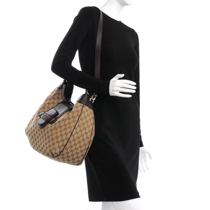 Gucci Monogram Web Medium Dressage Hobo Dark Brown 2 of 9