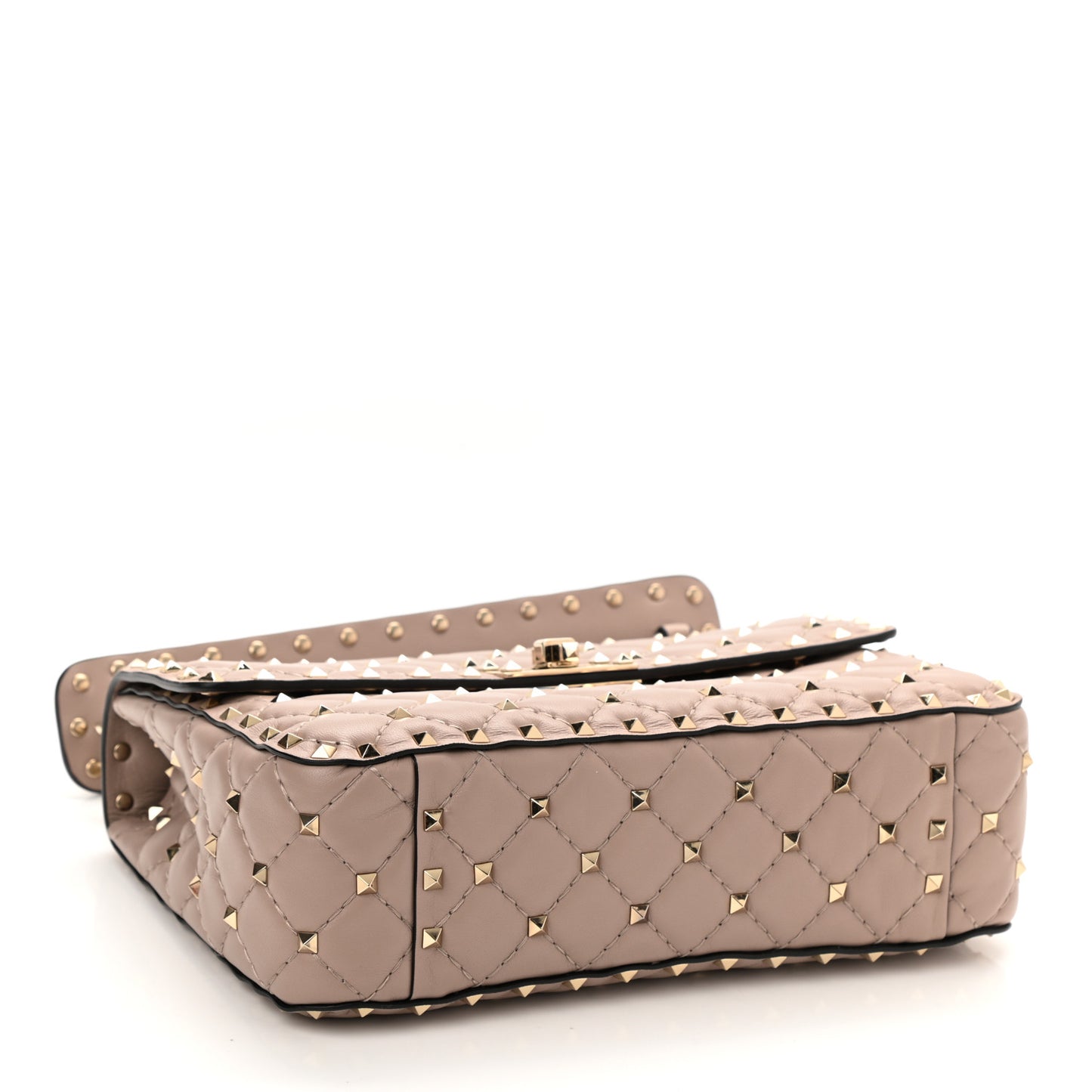 Lambskin Medium Rockstud Spike Shoulder Bag Poudre