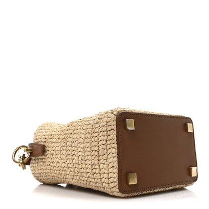 Saint Laurent Raffia Vegetable Tanned Calfskin Le 37 Mini Bucket Bag Natural Brick 4 of 9