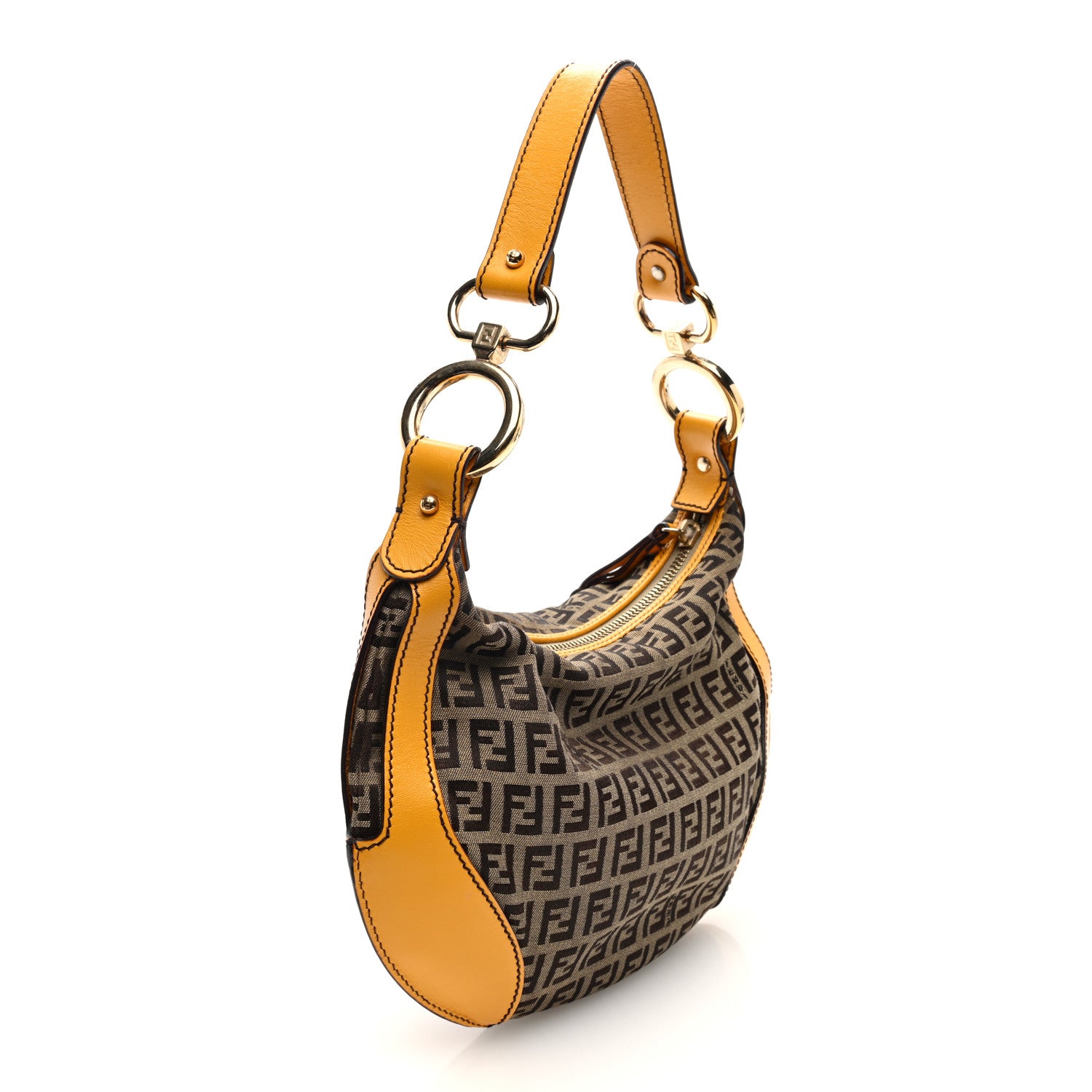 Fendi Zucchino Cuoio Chef Pocket Shoulder Bag Yellow 3 of 9