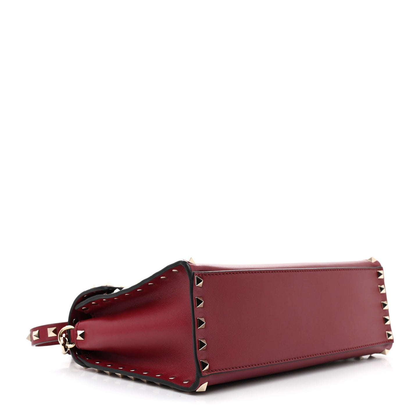 Vitello Medium Rockstud Top Handle Shoulder Bag Rubino