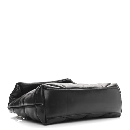 Saint Laurent Lambskin Quilted Toy Loulou Puffer Monogram Chain Satchel Black 4 of 11