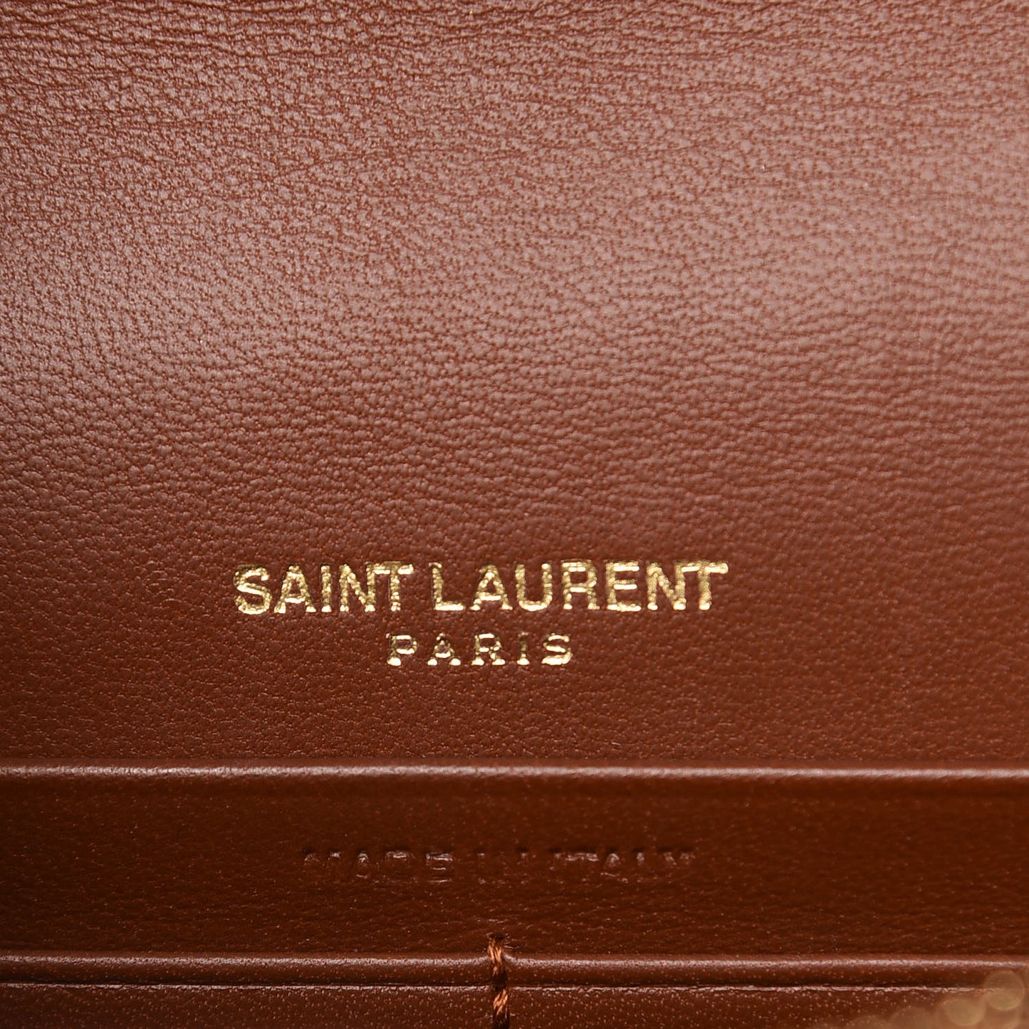 Lizard Kate Monogram Tassel Chain Wallet Cognac