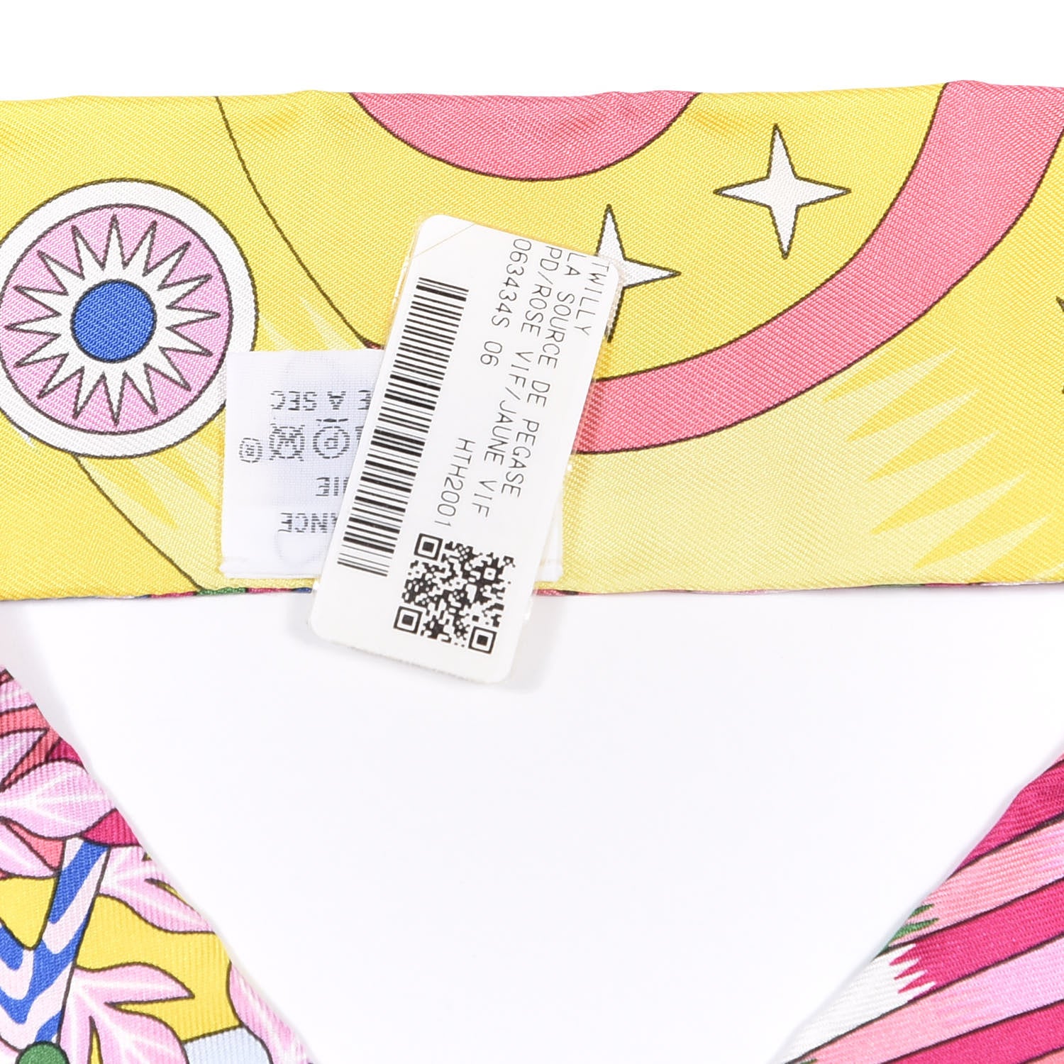 Hermes Silk La Source de Pegase Twilly Rose Vif Jaune Vif 4 of 4