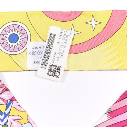 Hermes Silk La Source de Pegase Twilly Rose Vif Jaune Vif 4 of 4