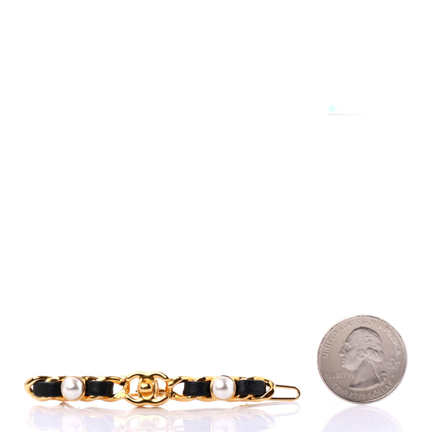 Chanel Pearl Lambskin CC More Is More Hair Clip Black Gold 2 of 4
