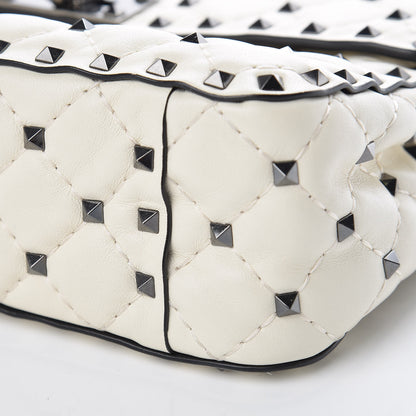 Valentino Garavani Lambskin Medium Rockstud Spike Shoulder Bag White 9 of 9