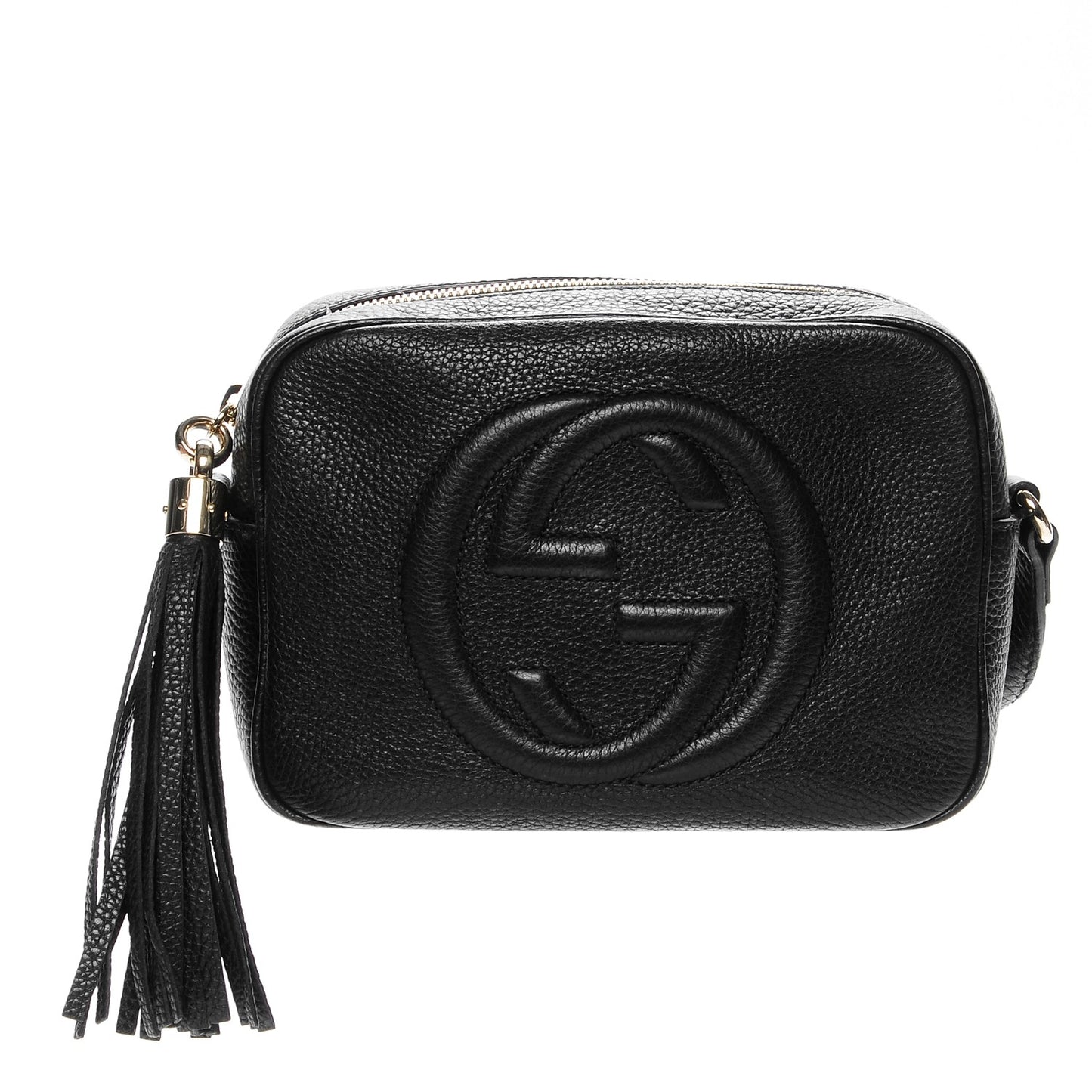 Pebbled Calfskin Small Soho Disco Bag Black