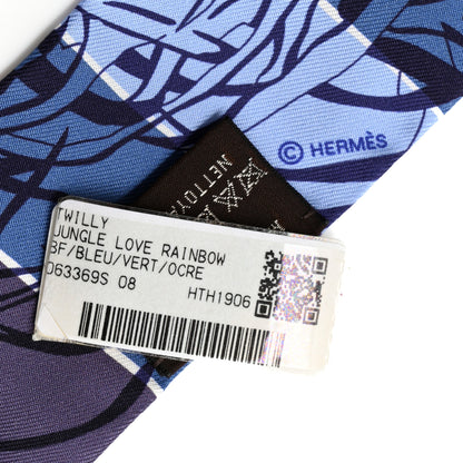 Hermes Silk Jungle Love Rainbow Twilly Bleu Vert Ocre 3 of 3