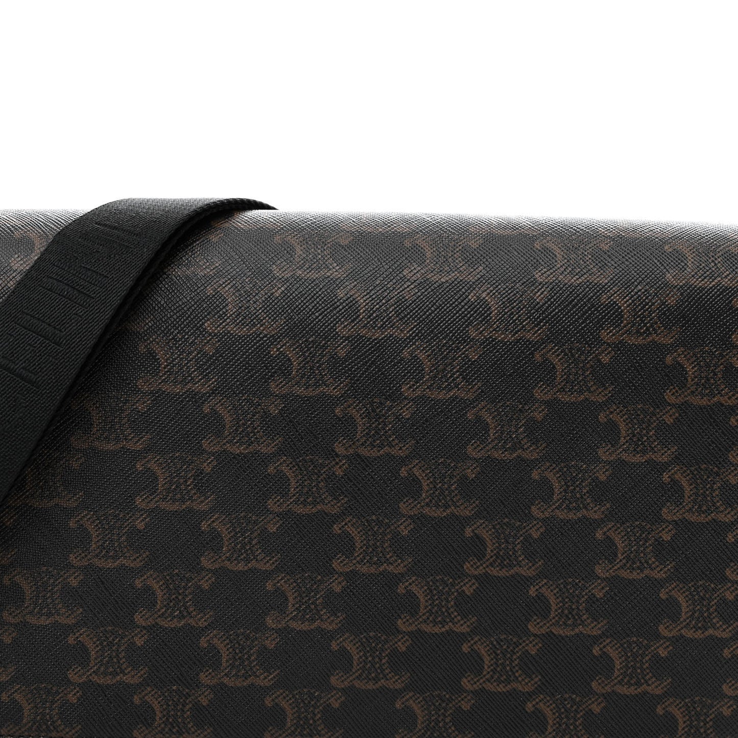 Triomphe Canvas Calfskin Flap Messenger Bag Black