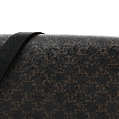 Celine Triomphe Canvas Calfskin Flap Messenger Bag Black 8 of 10
