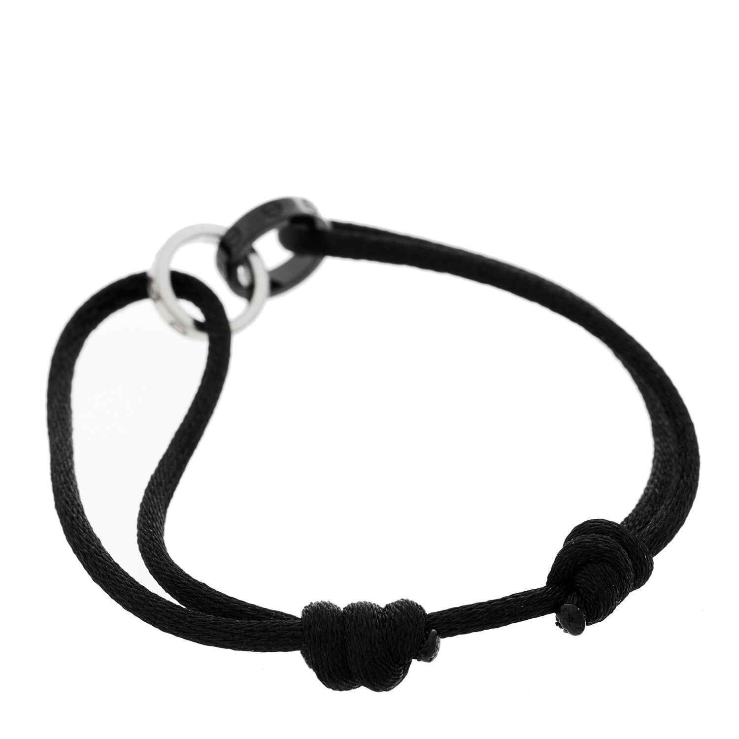 Cartier 18K White Gold Ceramic 4 Diamond LOVE Cord Bracelet Black 2 of 7