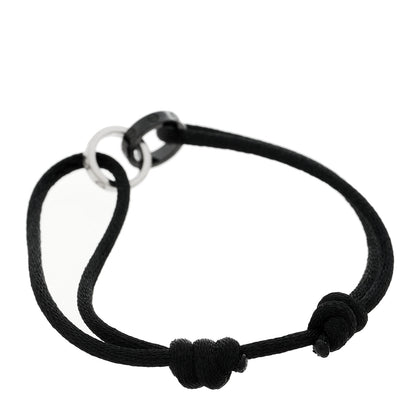 Cartier 18K White Gold Ceramic 4 Diamond LOVE Cord Bracelet Black 2 of 7