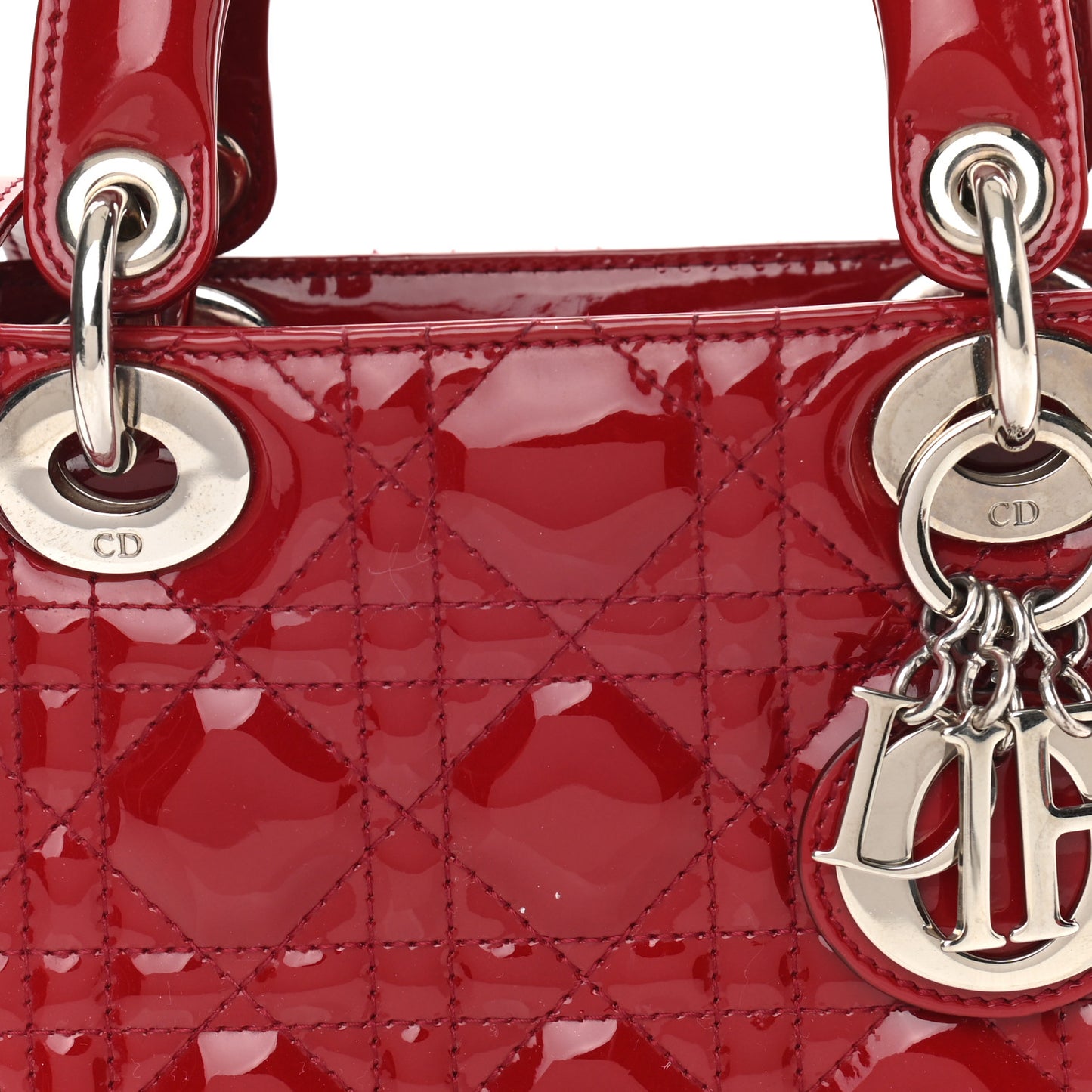 Patent Cannage Mini Lady Dior Red