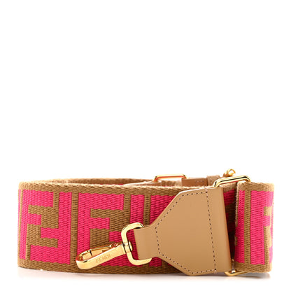 Fendi Ribbon Vitello King FF 1974 Adjustable Strap You Marrone Pink 1 of 4