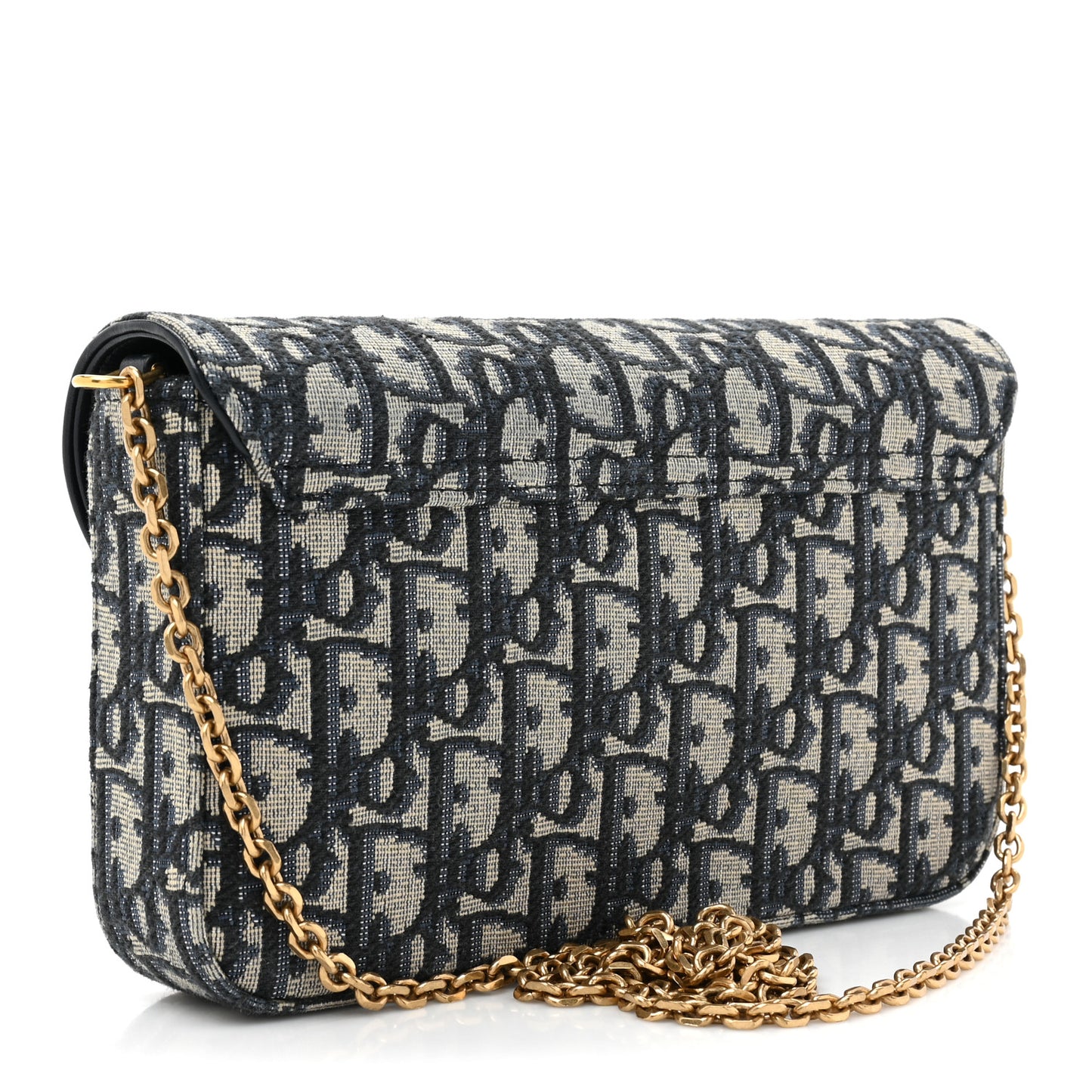 Oblique Saddle Chain Long Wallet Blue