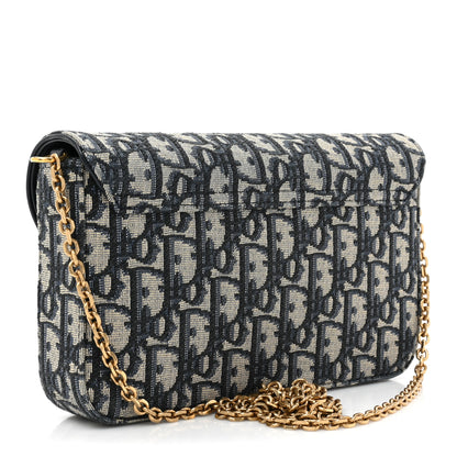 Christian Dior Oblique Saddle Chain Long Wallet Blue 3 of 12