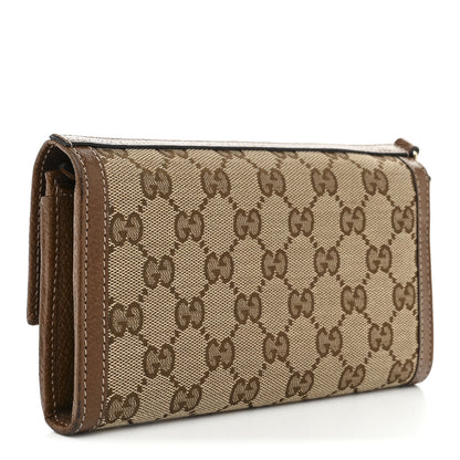 Gucci Calfskin GG Supreme Monogram Continental Wallet Beige Ebony 3 of 7