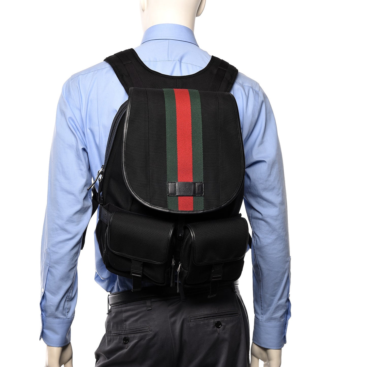Techno Canvas Web Band Single Buckle Backpack Black