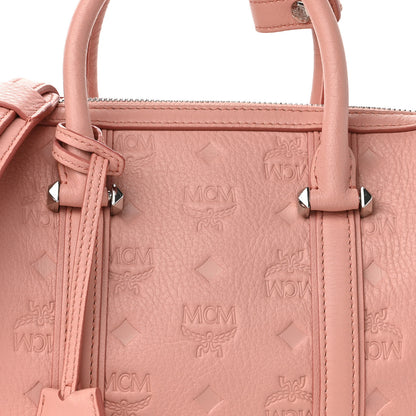 MCM Calfskin Ottomar Monogram Small Boston Bag Pink 7 of 8