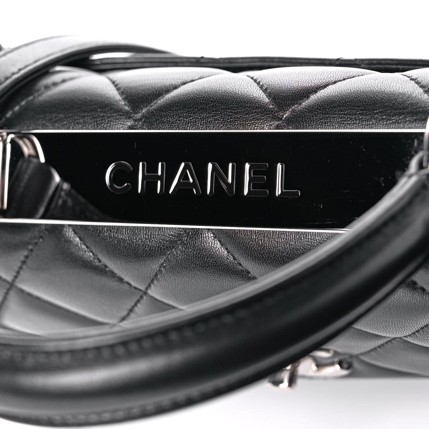 Lambskin Quilted Small Trendy CC Dual Handle Flap Bag Black