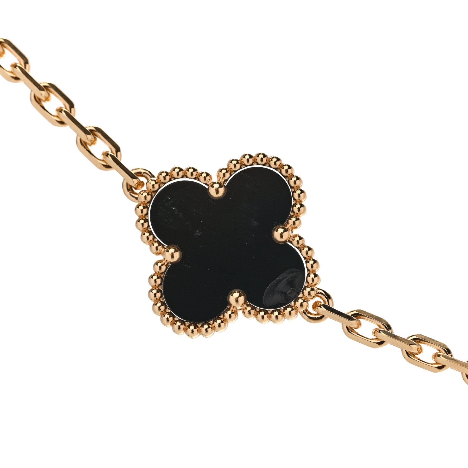 Van Cleef & Arpels 18K Yellow Gold Black Onyx 20 Motifs Vintage Alhambra Necklace 9 of 9